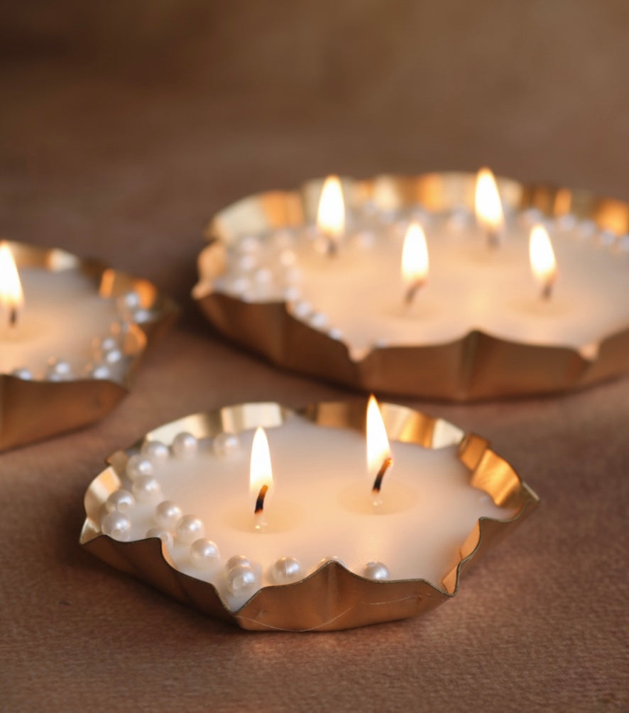 Set of three phool urli scented candles