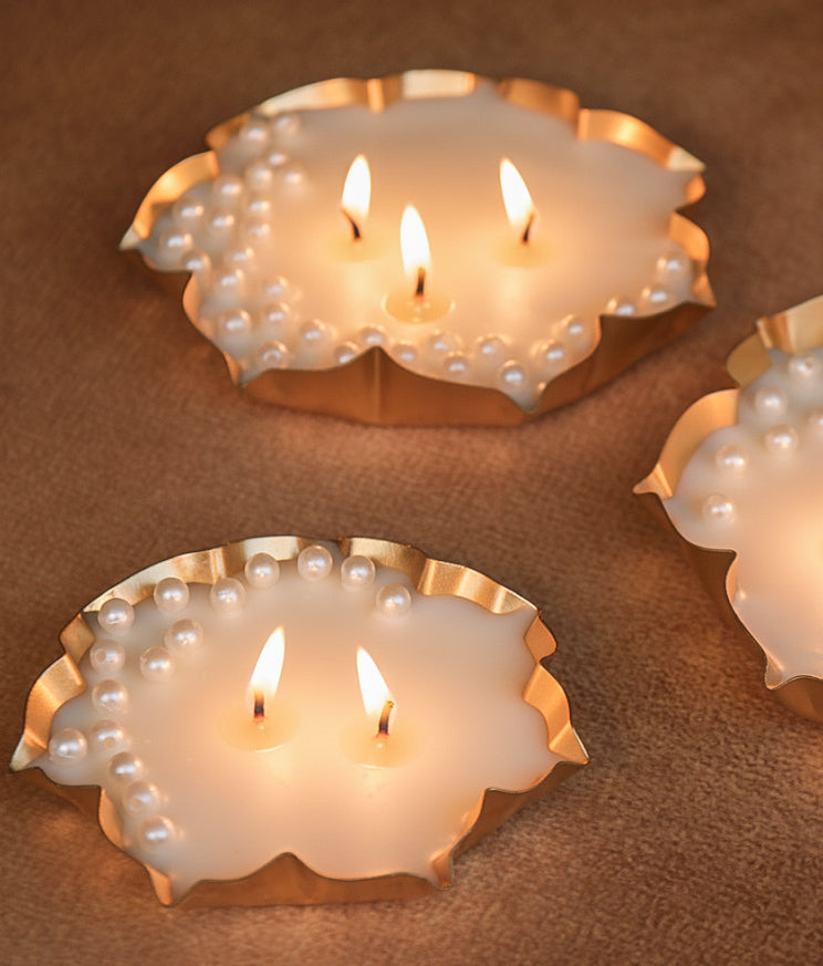 Set of three phool urli scented candles