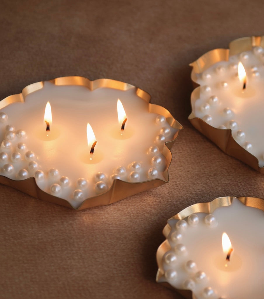 Set of three phool urli scented candles