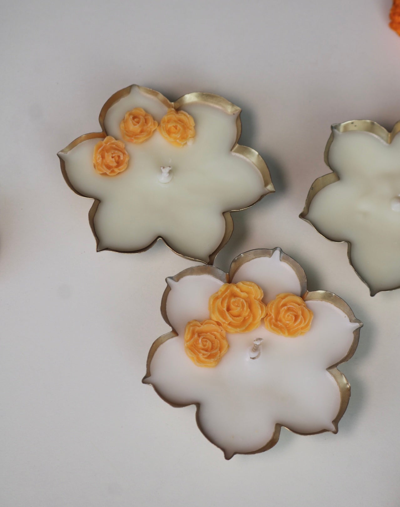 Set of three phool urli candles