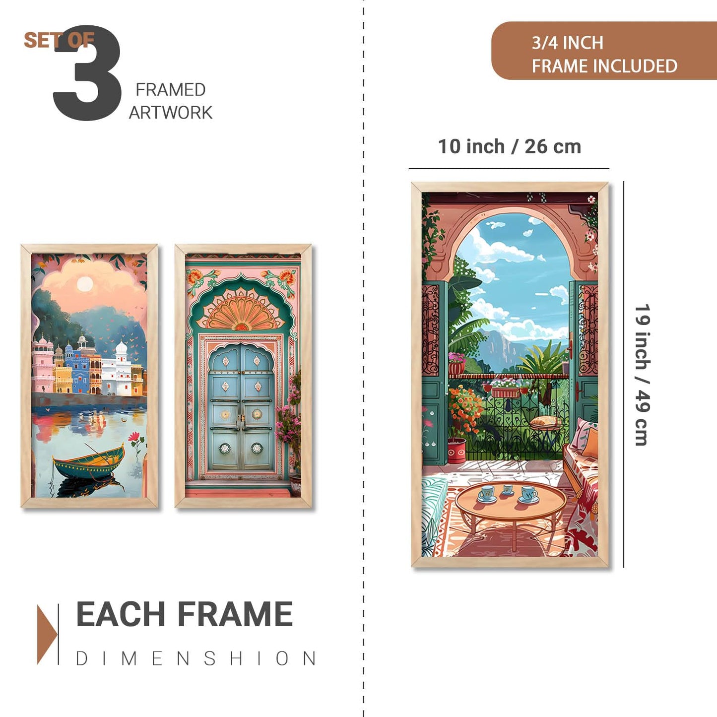Traditional Wall Painting Set of 3