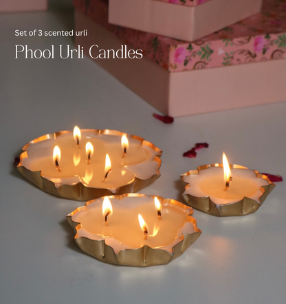 Set of 3 phool urli candles | Gift Box