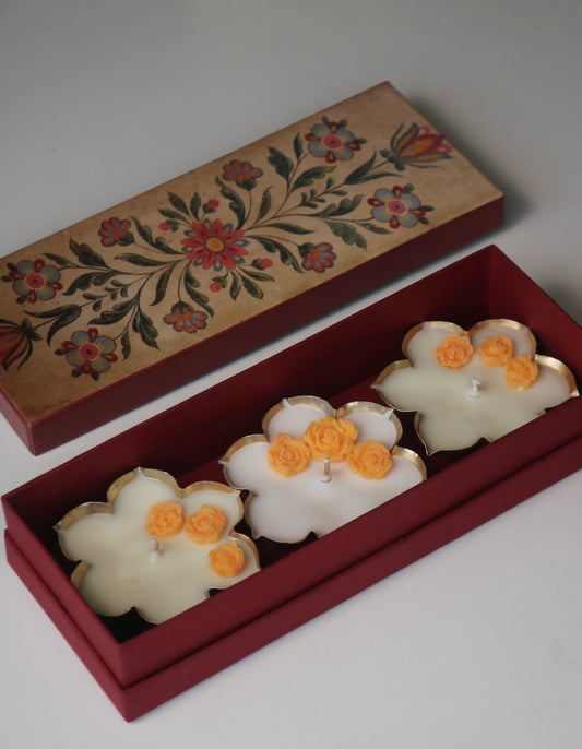 Set of three phool urli candles