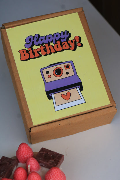 Set of four cupcake candles, birthday box