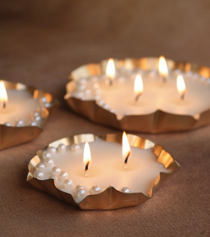 Set of three phool urli scented candles