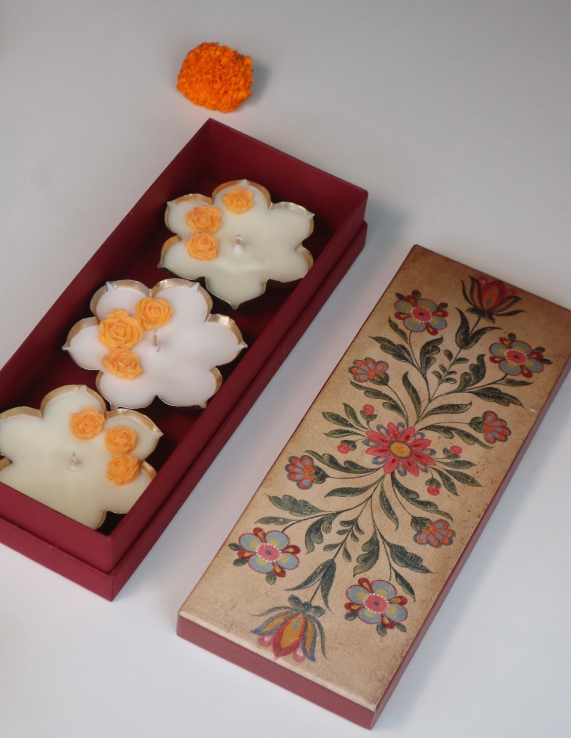 Set of three phool urli candles