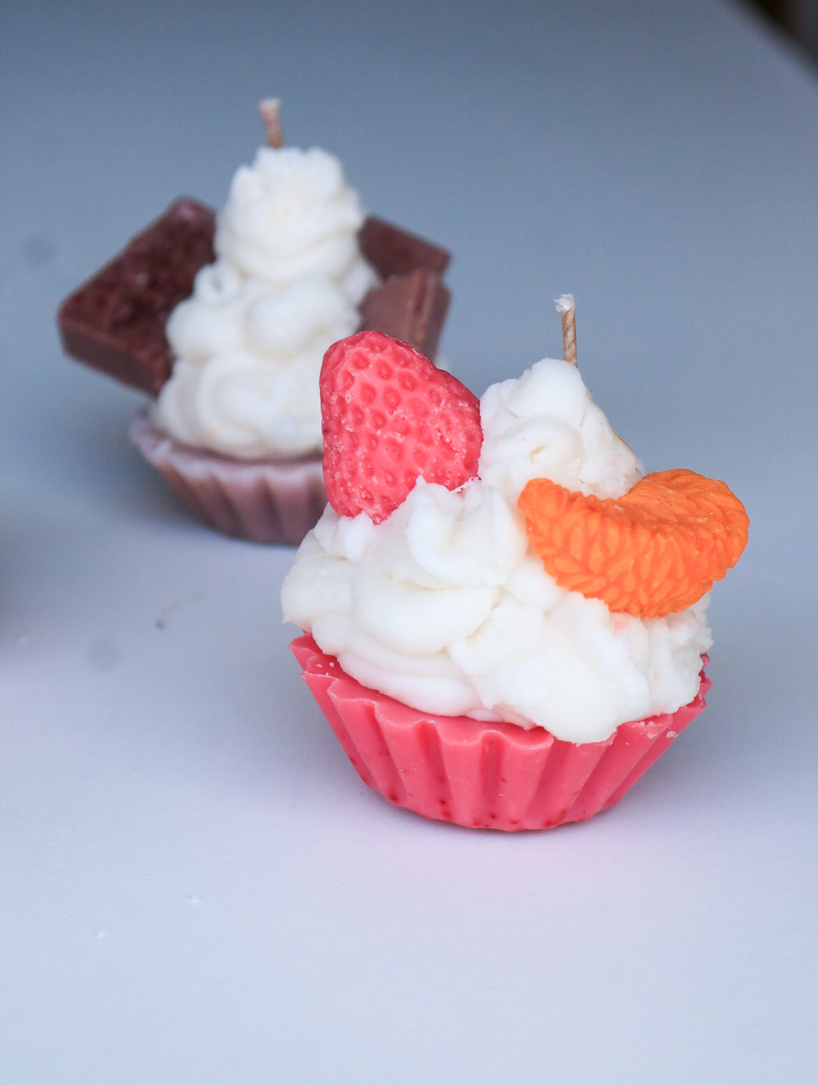Set of four cupcake candles, birthday box