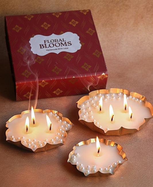 Set of three phool urli scented candles