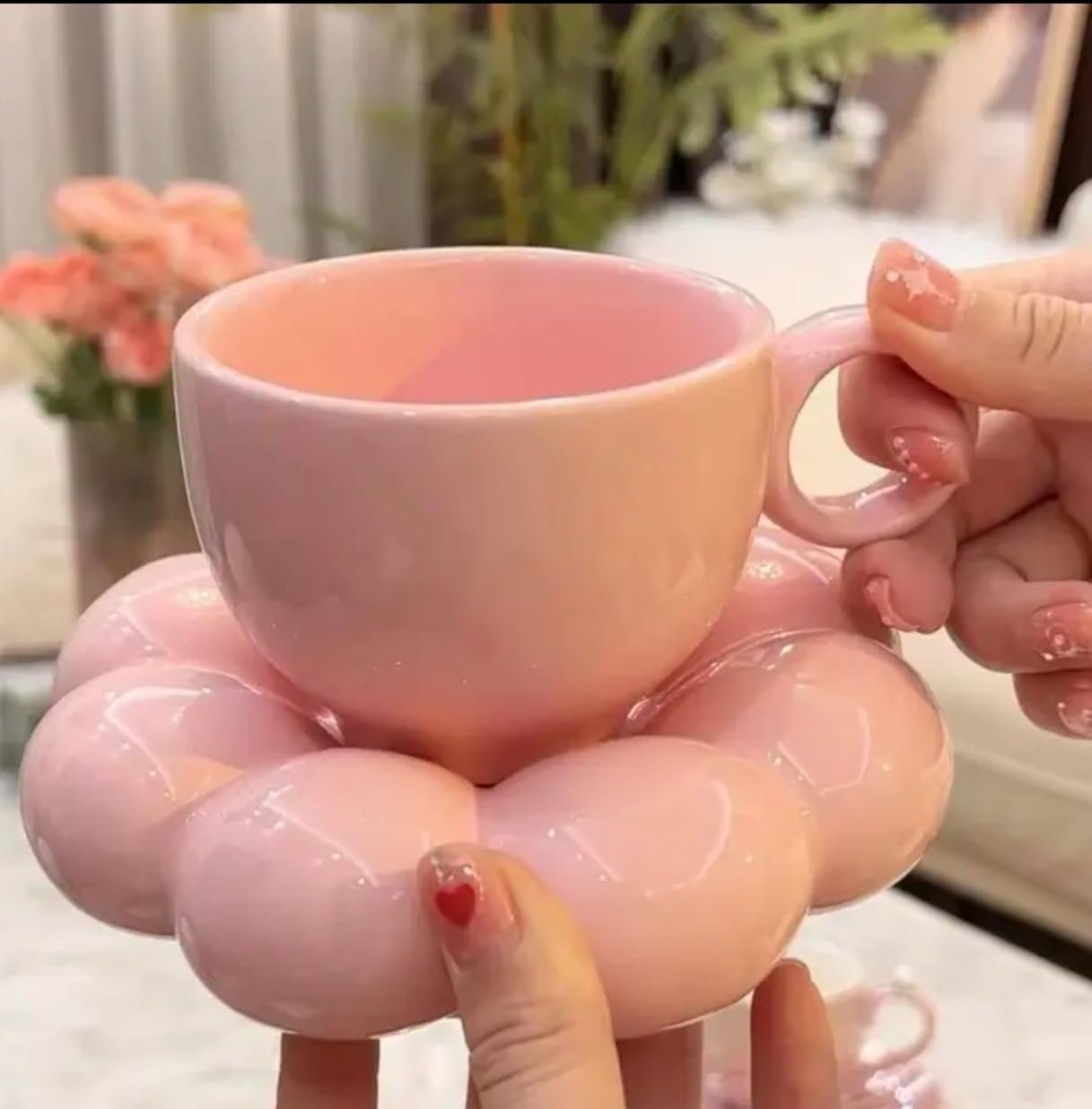 Pink Sunflower Cup Saucer