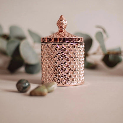 Rose gold crystal candle