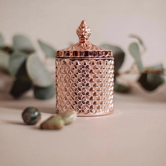 Rose gold crystal candle