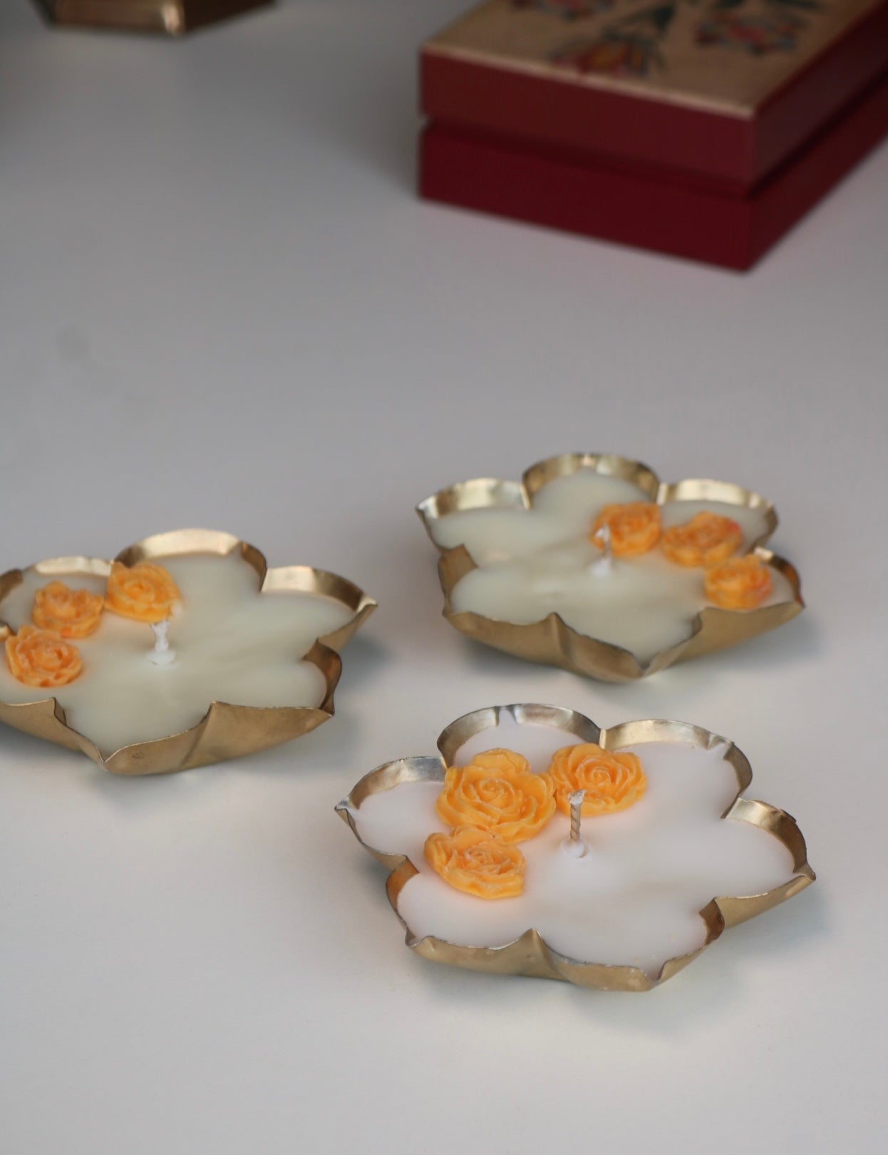Set of three phool urli candles