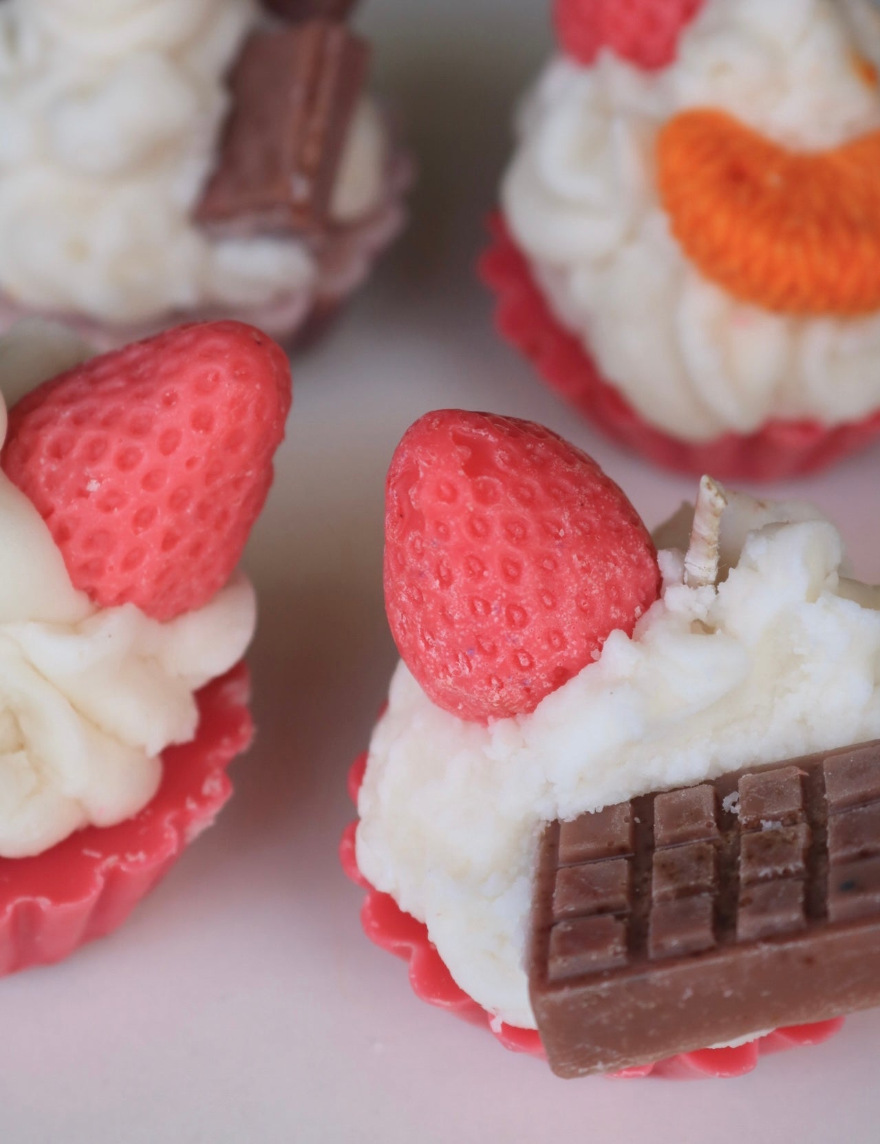 Set of four cupcake candles, birthday box