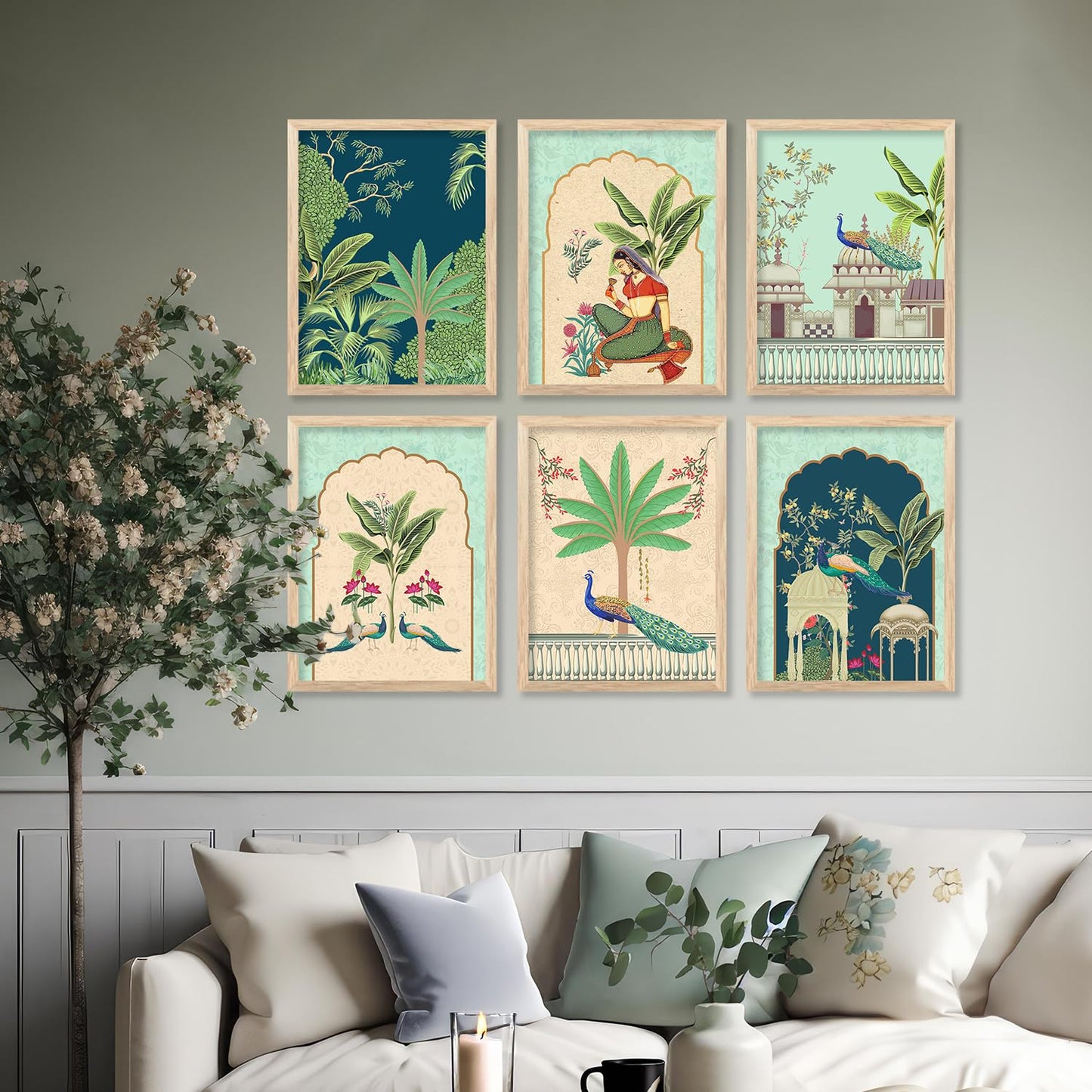 Traditional wall painting set of 6