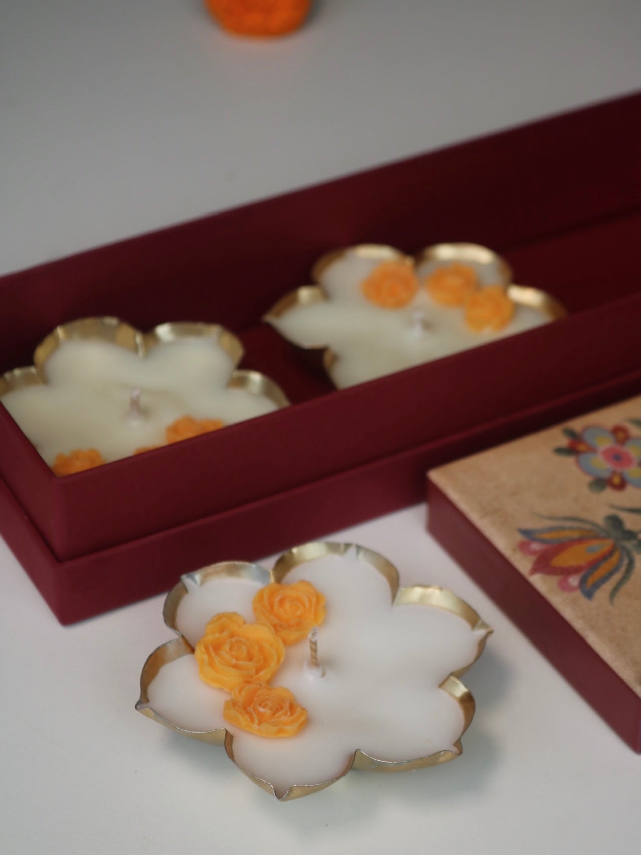 Set of three phool urli candles