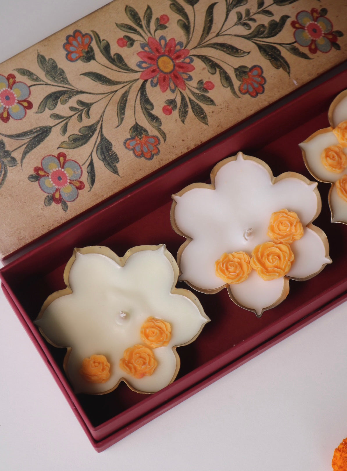 Set of three phool urli candles