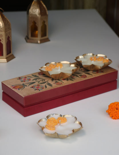 Set of three phool urli candles