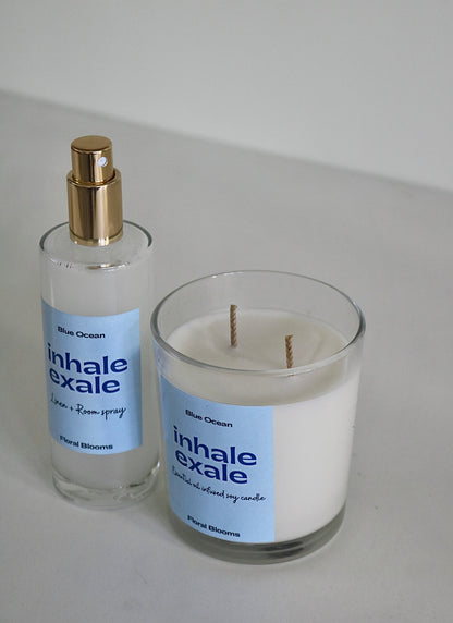 Blue ocean Room Spray & Candle Set