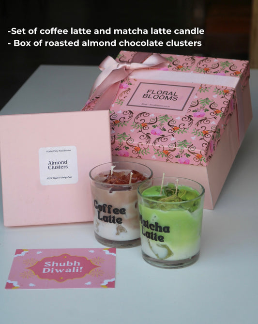 Festive Gift Hamper | Iced coffee Candle, Iced matcha Candle & Almond clusters