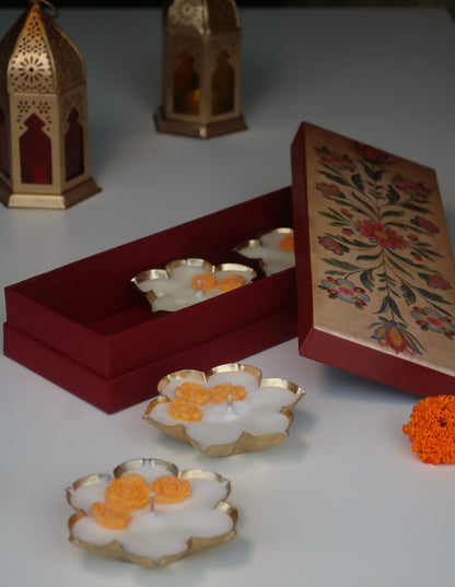 Set of three phool urli candles