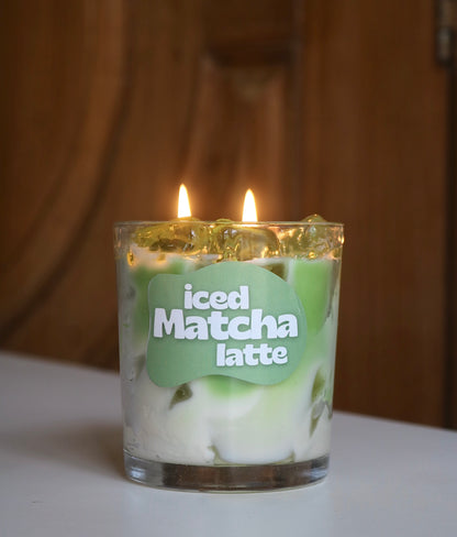 Iced matcha latte candle, iced matcha candle, matcha candle, scented iced matcha candle, candle that smells like matcha