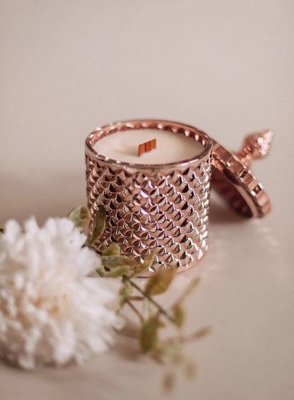 Rose gold crystal candle
