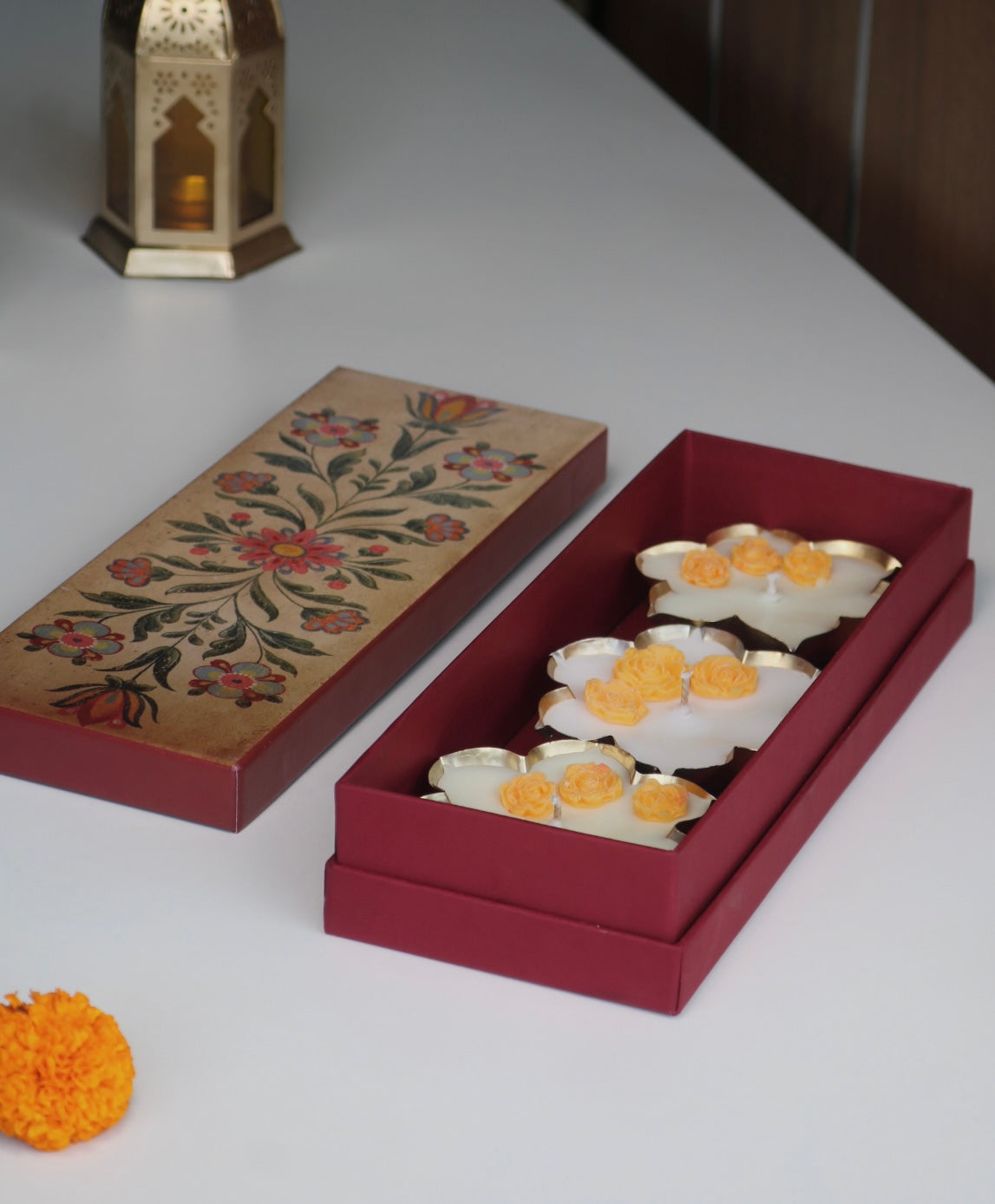 Set of three phool urli candles