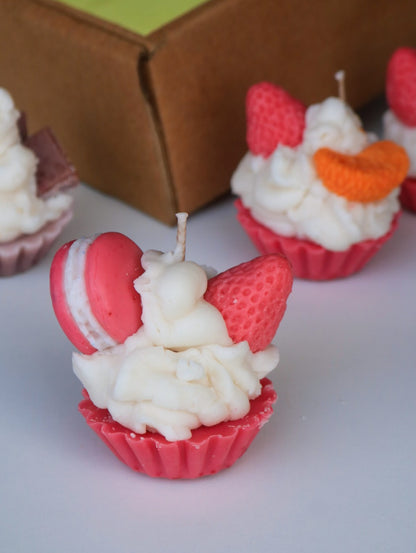 Set of four cupcake candles, birthday box